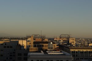 Perch LA in downtown Los Angeles, a rooftop event venue with French-inspired décor, city skyline views, and outdoor terrace seating.
