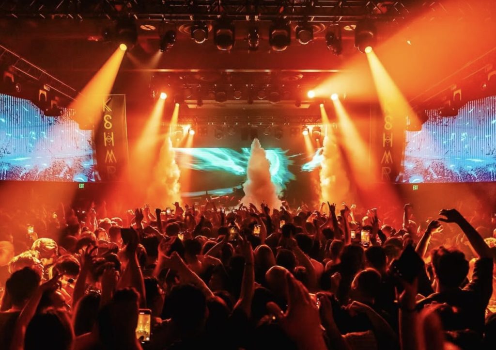 best indoor wedding venues in california Concert and event lighting inside Vermont Hollywood with a vibrant crowd.